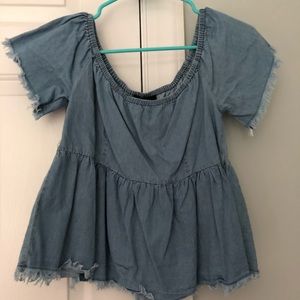 WORN ONCE Forever 21 Off-Shoulder Washed Denim Top